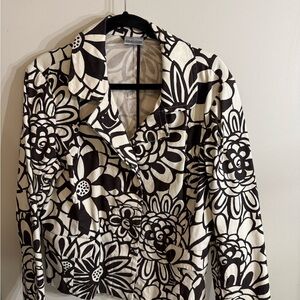Chico's Cream and Black Patterned Jacket size 2